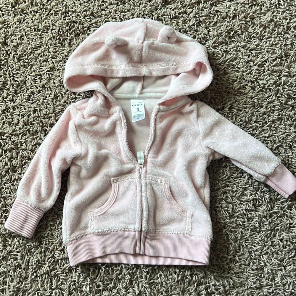 Carter’s baby girl 3 months zip up pink hoodie